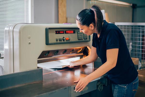 Woman cutting print